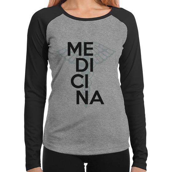 Imagem de Baby Look Raglan Medicina Estudante Manga Longa - Foca na Moda