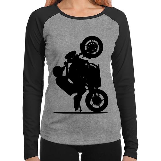 Imagem de Baby Look Raglan Moto Grau XJ6 Manga Longa - Foca na Moda