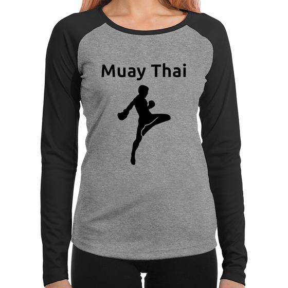 Imagem de Baby Look Raglan Muay Thai Manga Longa - Foca na Moda