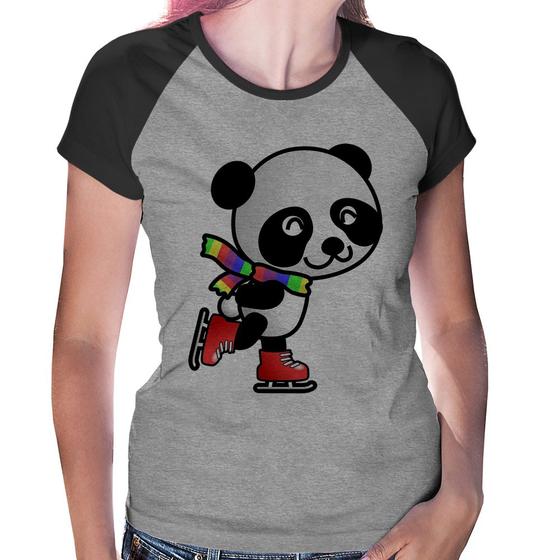 Imagem de Baby Look Raglan Panda de Patins - Foca na Moda