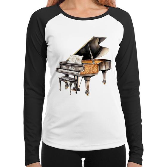 Imagem de Baby Look Raglan Piano Arte Manga Longa - Foca na Moda