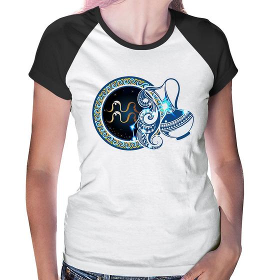 Imagem de Baby Look Raglan Signo Aquário Astrologia - Foca na Moda