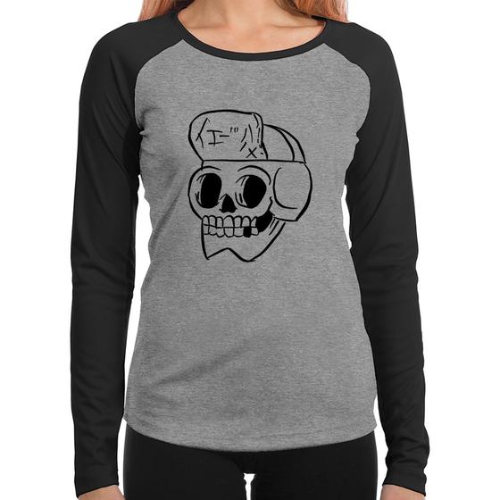 Imagem de Baby Look Raglan Skull Skeleton Manga Longa - Foca na Moda