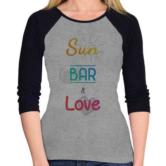 Imagem de Baby Look Raglan Sun Bar & Love Manga 3/4 - Foca na Moda