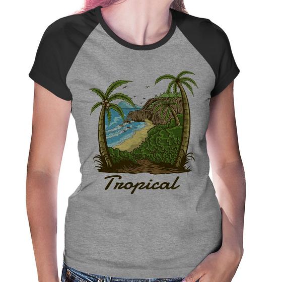 Imagem de Baby Look Raglan Tropical Beach - Foca na Moda