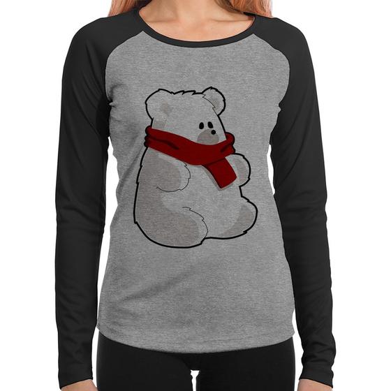 Imagem de Baby Look Raglan Urso Polar Manga Longa - Foca na Moda