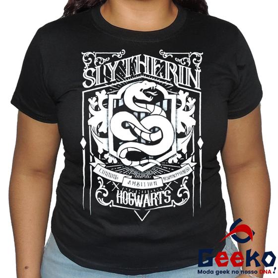 Imagem de Baby Look Sonserina 100% Algodão Harry Potter Blusa Feminina Hogwarts Slytherin 08 All Geek