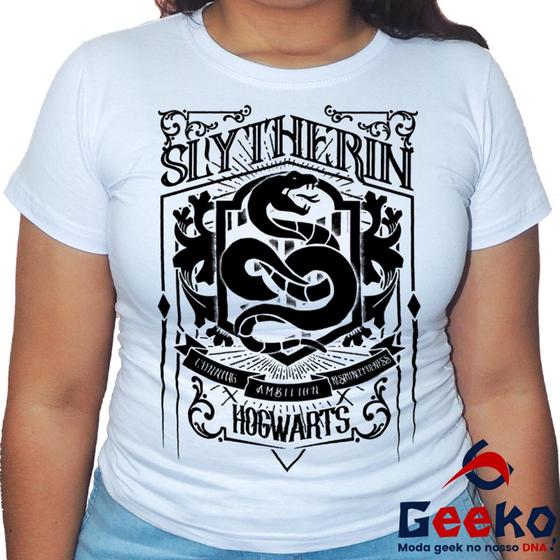 Imagem de Baby Look Sonserina 100% Algodão Harry Potter Blusa Feminina Hogwarts Slytherin 08 All Geek