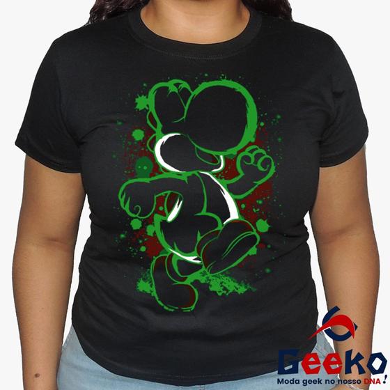 Imagem de Baby Look Yoshi 100% Algodão Super Mario Bros Geeko