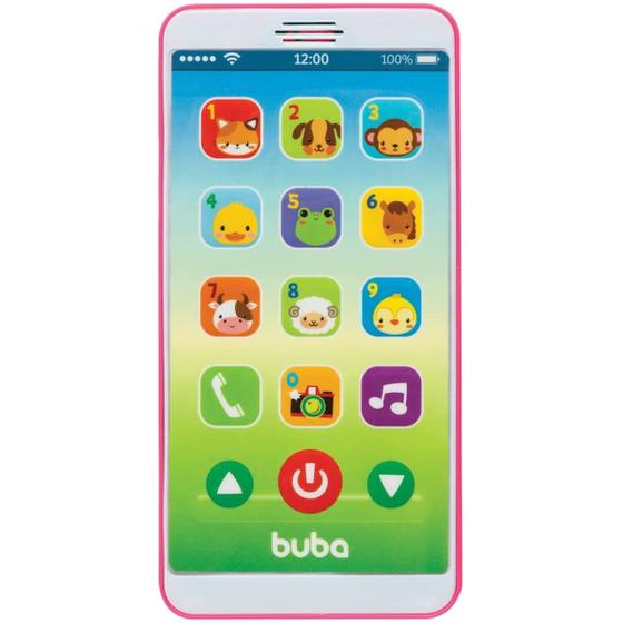 Imagem de Baby Phone Celular de Brinquedo Educativo com Sons 14cm Buba Rosa