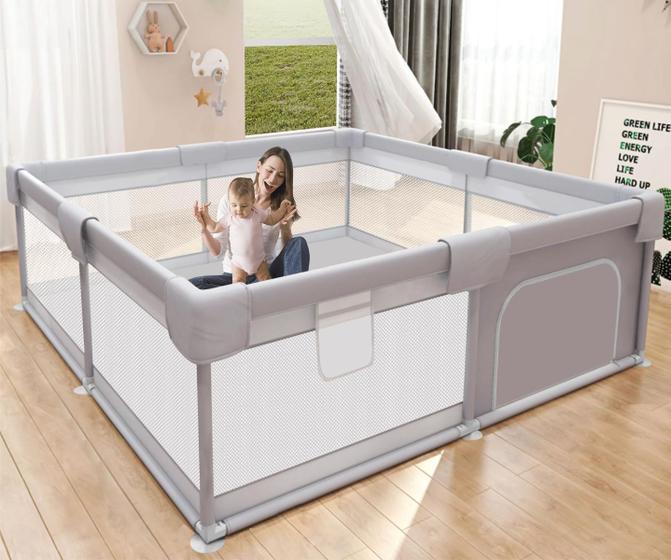 Imagem de Baby Playpen Hiaksedt para bebês e crianças pequenas com portão e malha