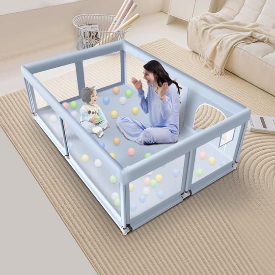 Imagem de Baby Playpen Jaobeem 165x125 cm com malha macia e respirável