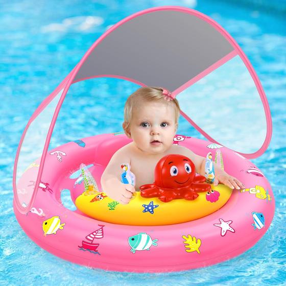 Imagem de Baby Pool Float HINZER inflável para natação com dossel UPF50+ 6-36M