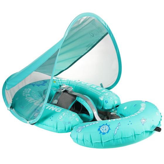 Imagem de Baby Pool Float Mambobaby Float Autoinflável com dossel verde