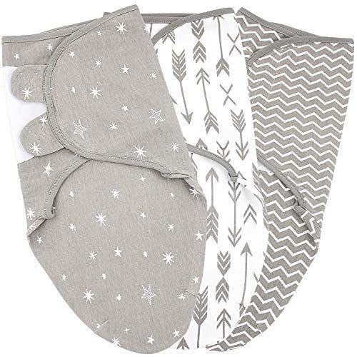 Imagem de Baby Swaddle Blanket Boy Girl, 3 Pack Preemie Size Newborn Swaddles até 7 Libras, Saco de Sono Ajustável Prematuro, Cinza