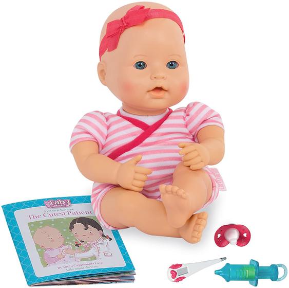 Imagem de Baby Sweetheart by Battat  Medical Time 12 polegadas Soft-Body Newborn Baby Doll com livro de história fácil de ler e acessórios de boneca bebê