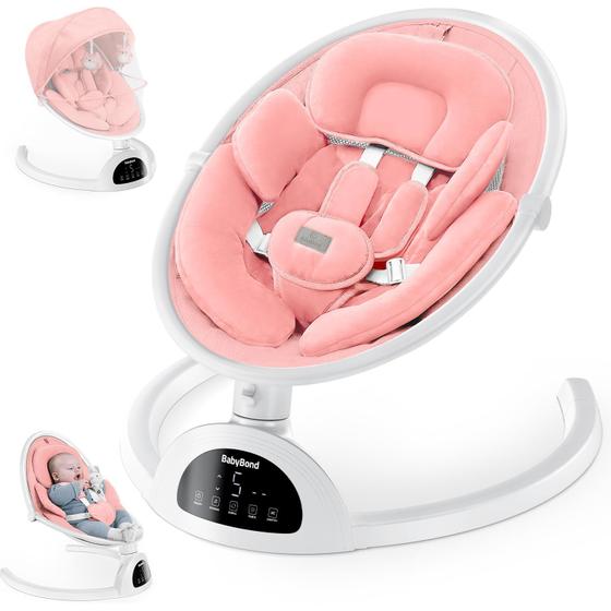 Imagem de Baby Swing BabyBond Bluetooth com música de 5 velocidades rosa