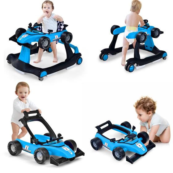 Imagem de Baby Walker HONEY JOY 4 em 1 com 3 alturas ajustáveis em azul