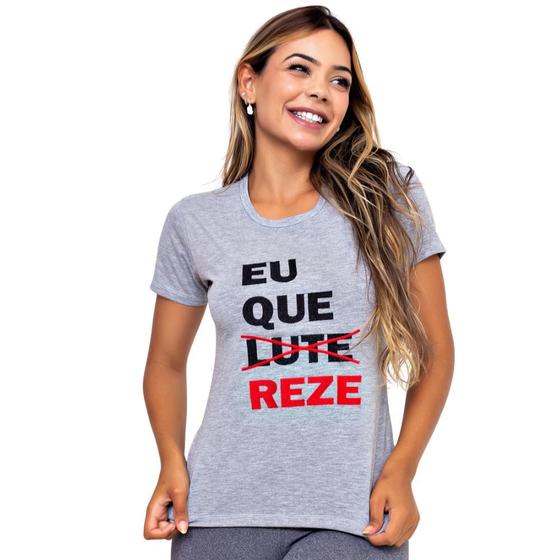 Imagem de Babylook Camiseta Bordada  Eu que Lute  Religiosa  Católica