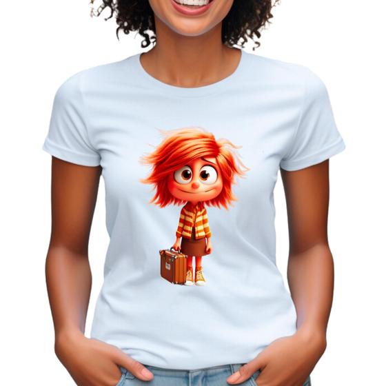 Imagem de Babylook camiseta filme divertidamente desenho personagem ansiedade camisa tshirt plus size