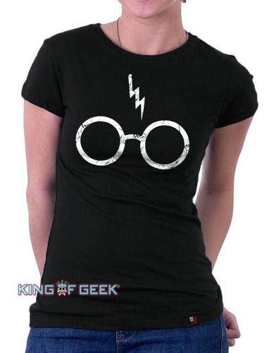 Imagem de Babylook Harry Potter Oculos Magia Bruxo Minimalista Camisa
