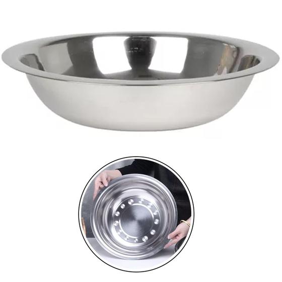 Imagem de Bacia Multiuso em Aço Inox Saladeira Carnes Massas Utensilio Culinário 6,5Litros Ideal para Alimentos 40cm