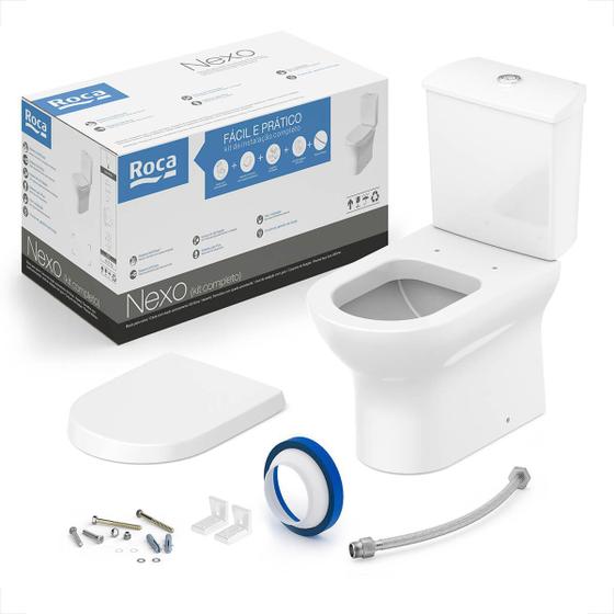 Imagem de Bacia sanitaria roca nexo com caixa acoplada branca + kit instalacao + assento termofixo