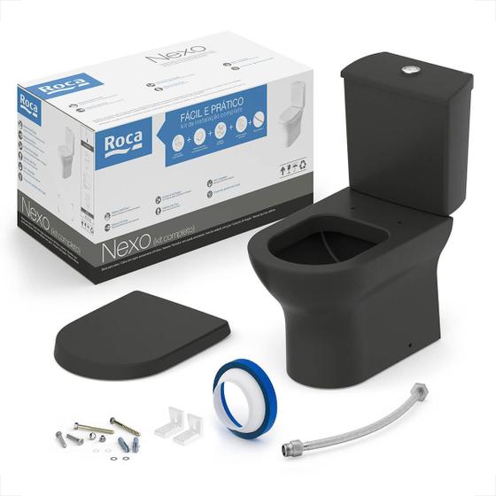 Imagem de Bacia sanitaria roca nexo com caixa acoplada onix + kit instalacao + assento termofixo