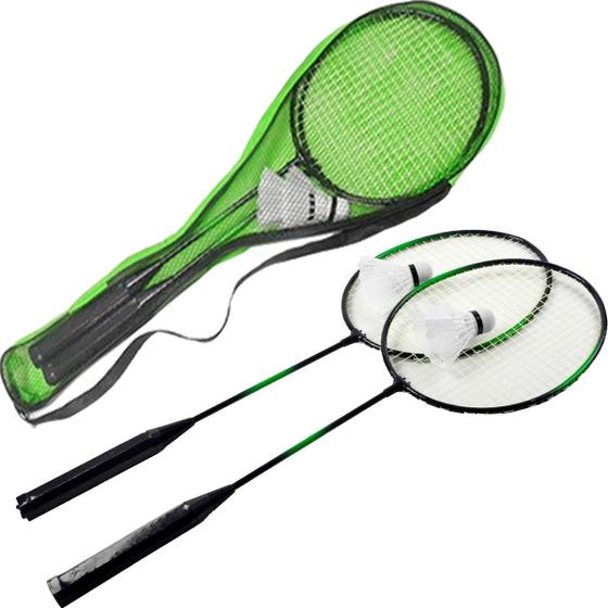 Imagem de Badminton Raquetes Peteca Kit Jogo Conjunto Completo + Bolsa