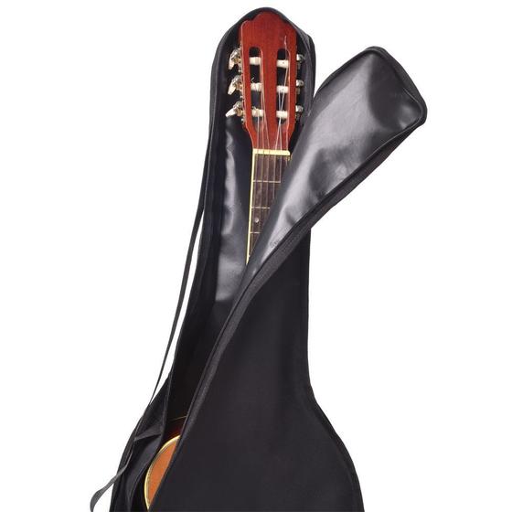 Imagem de Bag capa violão clássico simples em nylon com bolso alça de mão e lateral estudante semi impermeável