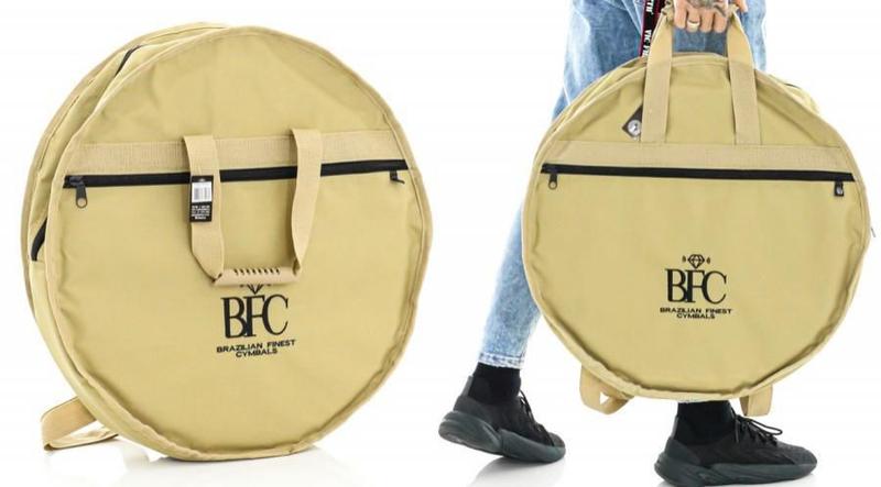 Imagem de Bag de Pratos BFC Brazilian Finest Cymbals Bege JPG em Nylon com Alça de Mochila para Pratos até 22