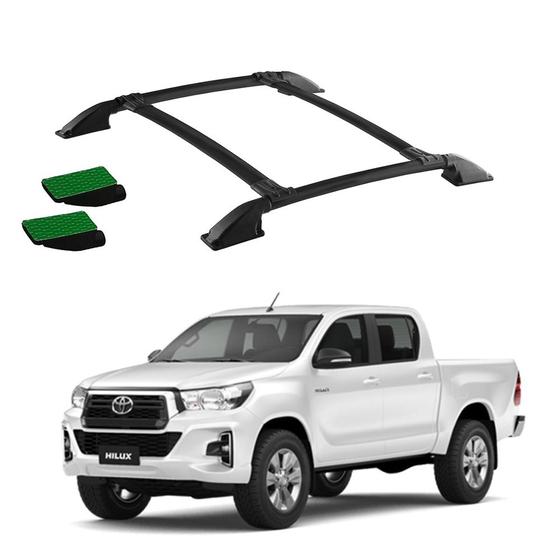 Imagem de Bagageiro Teto Hilux 2010 2011 2012 2013 2014 Preto Colado