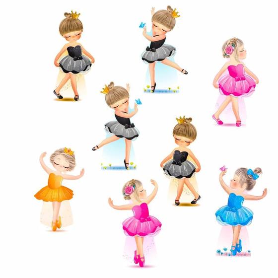 Imagem de Bailarinas Aquarela Kit 2 Baleiros Com 8 Displays De Mesa