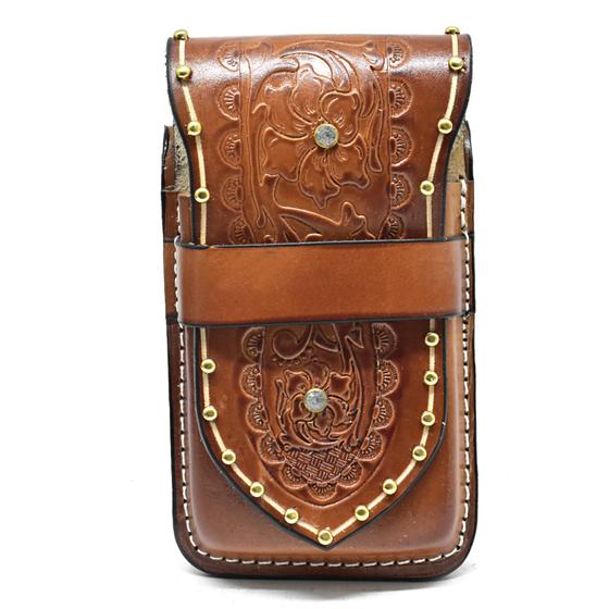 Imagem de Bainha Porta Celular Feminina Country Cowgirl Couro Strass