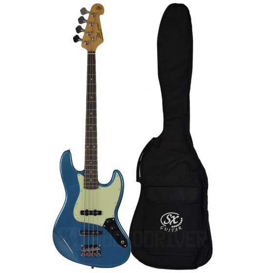 Baixo SX Jazz Bass Azul Passivo 4 Cordas SJB62 LPB Com Bag - Baixo ...