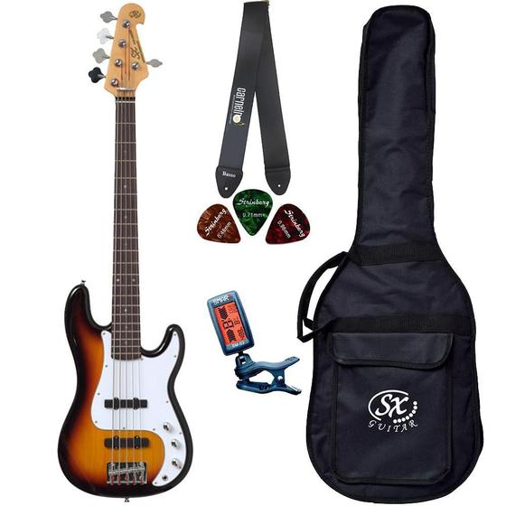 Imagem de Baixo SX SPB62 3TS Sunburst Vintage + Bag Correia Afinador