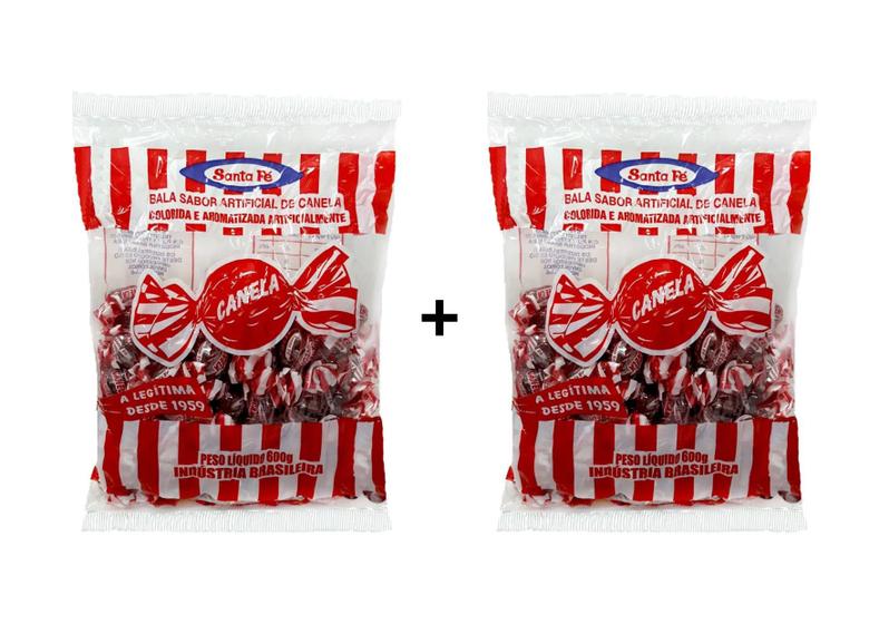 Imagem de Bala De Canela Santa Fé Kit Com 2 Pacotes De 600g Atacado