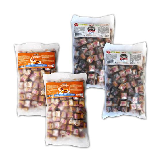 Imagem de Bala De Caramelo De Leite Sem Açúcar Hué Alimentos 2 KG Puro E 2 KG Com Chocolate