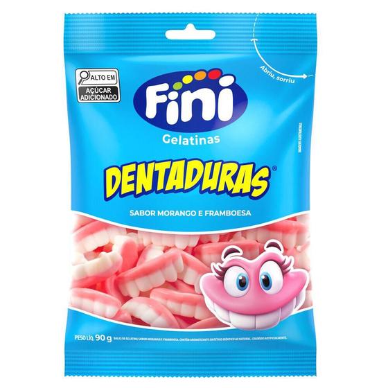 Imagem de Bala de Gelatina Dentadura Morango e Framboesa Fini 90GR