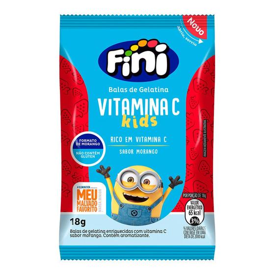 Imagem de Bala de Gelatina Fini Bem Estar Vitamina C Kids Minions Sabor Morango 18g
