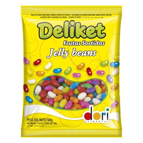Imagem de Bala de Goma Confeitada Deliket Jelly Beans Frutas Sortidas 500g