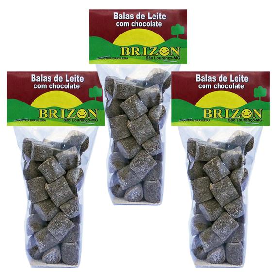Imagem de BALA DE LEITE COM CHOCOLATE COM AÇÚCAR 100g BRIZON KIT 3 UND