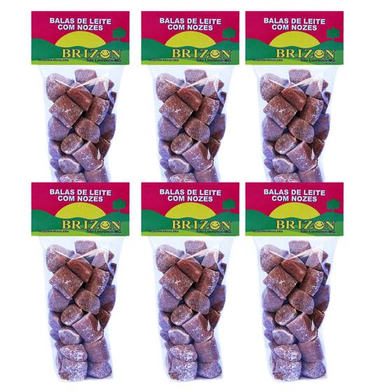 Imagem de BALA DE LEITE COM NOZES COM AÇÚCAR 100g CARAMELO BRIZON 6 UN