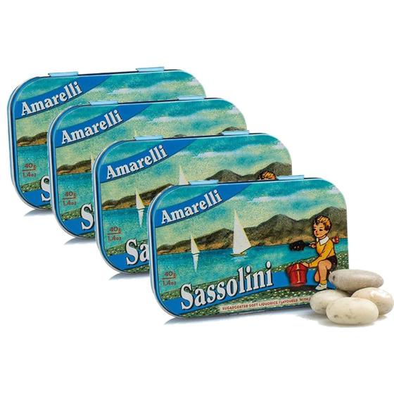 Imagem de Bala De Licorice Sassolini Amarelli 40G (4 Latas)