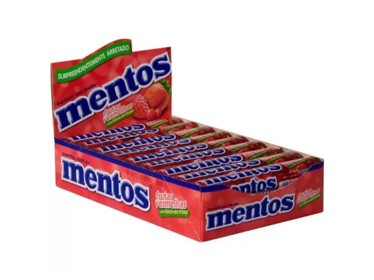 Imagem de Bala Drops Mentos Stick Frutas Vermelhas 37,5g C/16 Unid