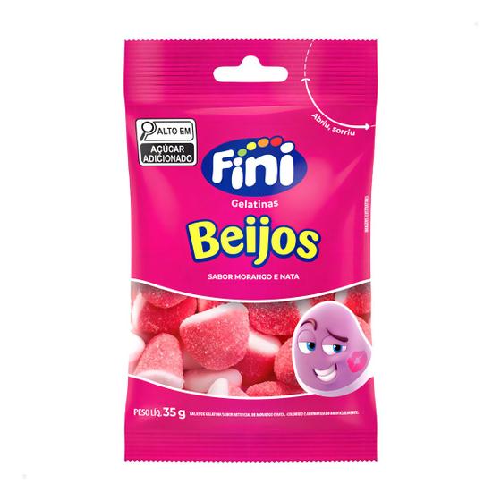 Imagem de Bala Fini Beijos Morango E Nata 35g Com 10 Unidades
