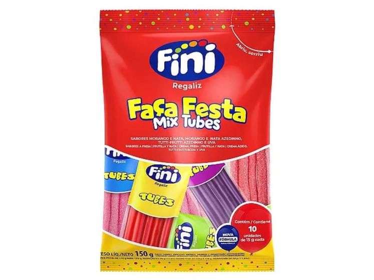 Imagem de Bala Fini Faça Festa Mix Tubes C/10 Unid 150g