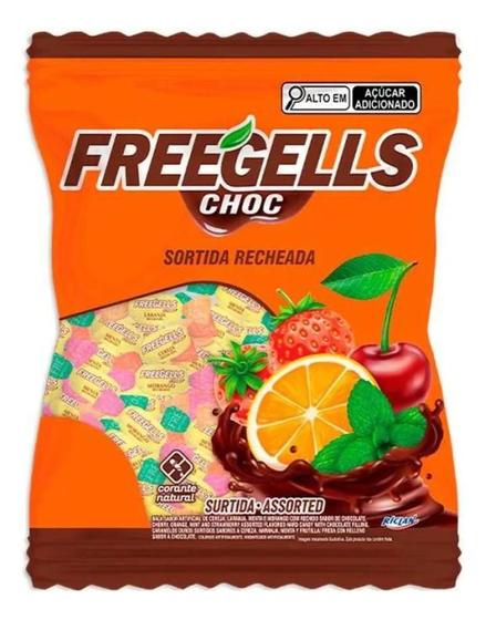 Imagem de Bala Freegells Sortida Recheada Chocolate Riclan 475g