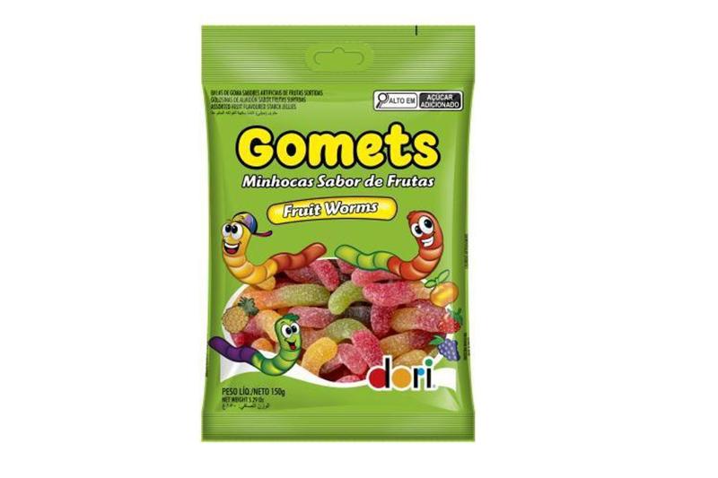 Imagem de Bala Gomets Minhoca Frutas 150g Dori