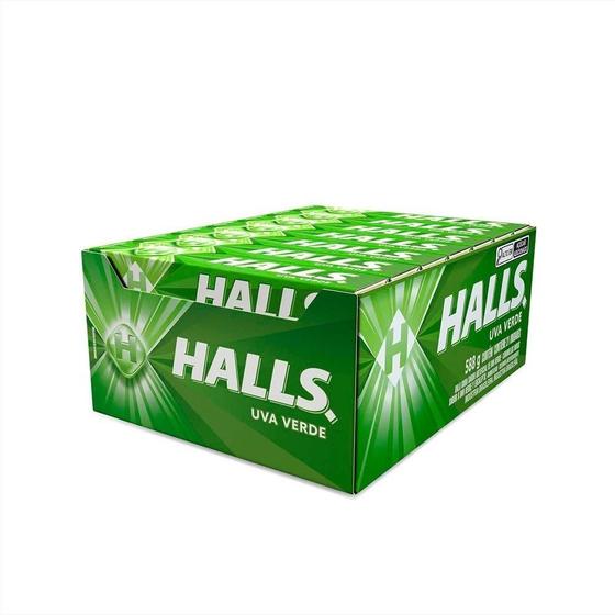 Imagem de Bala Halls Uva Verde 28g - Display com 21 unidades